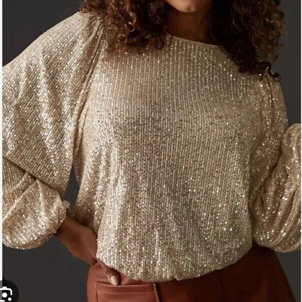 Flat White Sequin Top